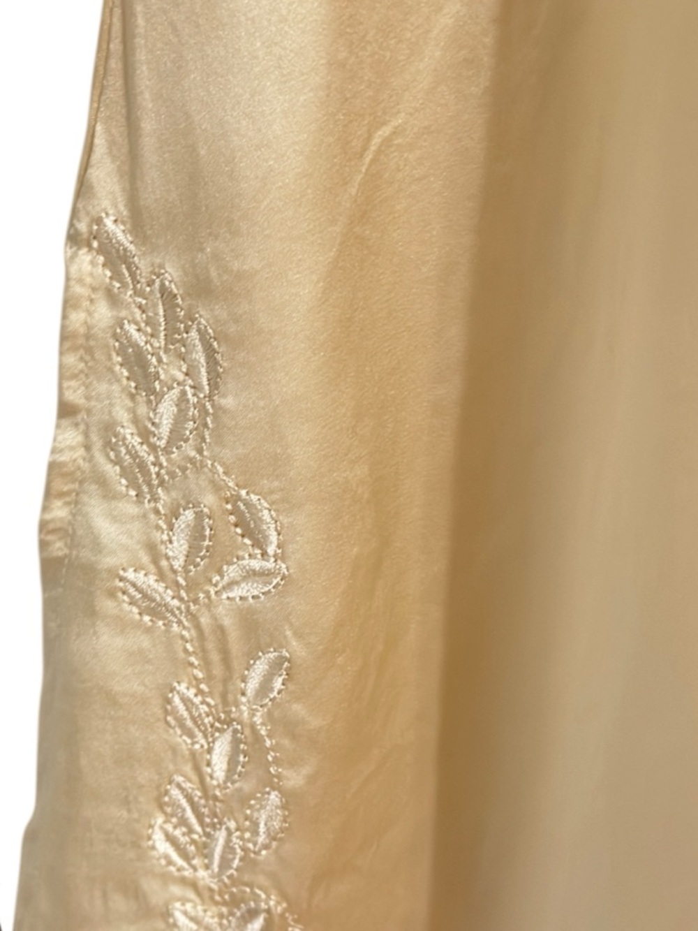 Ninety 100% Silk Ivory Embroidered Blouse Boho Tunic Bell Sleeve Size L - Picture 5 of 11